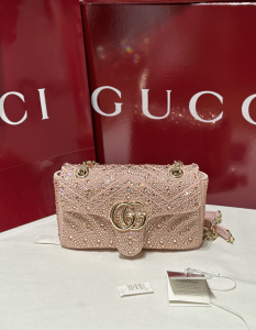 Gucci GG Marmont Crystals Small Shoulder Bag Light Pink Gucci GG Marmont Crystals Small Shoulder Bag Light Pink