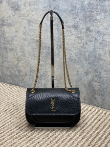 Saint Laurent Niki Mini Chain Shoulder Crossbody Bag Black Grained Lambskin Leather Saint Laurent Niki Mini Chain Shoulder Crossbody Bag Black Grained Lambskin Leather