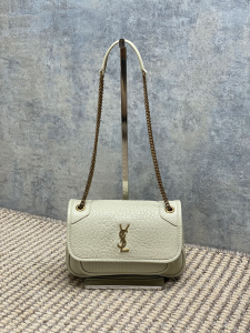 Saint Laurent Niki Mini Chain Shoulder Crossbody Bag Off White Grained Lambskin Leather Saint Laurent Niki Mini Chain Shoulder Crossbody Bag Off White Grained Lambskin Leather