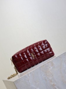 Saint Laurent cassandre matelasse carre pouch on chain Dark Red Wine Saint Laurent cassandre matelasse carre pouch on chain Dark Red Wine