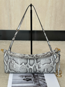 Alaia Le Click EW Medium Snake Effect EEL Shoulder Bag Black White Alaia Le Click EW Medium Snake Effect EEL Shoulder Bag Black White