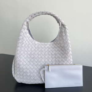 Bottega Veneta Large Campana Suede Intrecciato Woven Leather Hobo Shoulder Bag Off WHite Bottega Veneta Large Campana Suede Intrecciato Woven Leather Hobo Shoulder Bag Off WHite