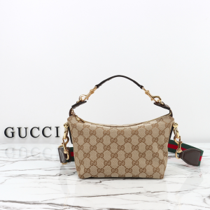 Gucci Brera Small Shoulder Crossbody Bag Sand and Dark Brown GG Canvas Gucci Brera Small Shoulder Crossbody Bag Sand and Dark Brown GG Canvas