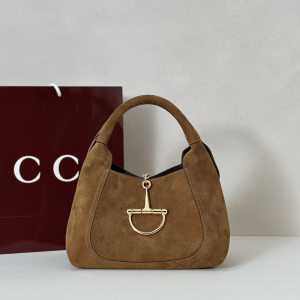 Gucci Small Softbit Top Handle Shoulder Bag Brown Suede Calfskin Leather Gucci Small Softbit Top Handle Shoulder Bag Brown Suede Calfskin Leather