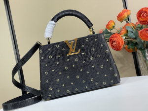 Louis Vuitton Black Lizard Capucines BB Tote Shoulder Bag Louis Vuitton Black Lizard Capucines BB Tote Shoulder Bag