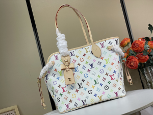 Louis Vuitton LVxTM Neverwoof MM Tote Shoulder Bag White Classic Multicolor Monogram Canvas Louis Vuitton LVxTM Neverwoof MM Tote Shoulder Bag White Classic Multicolor Monogram Canvas