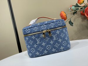Louis Vuitton Nice Vanity Case Shoulder Bag Monogram Denim Blue Fabric Louis Vuitton Nice Vanity Case Shoulder Bag Monogram Denim Blue Fabric