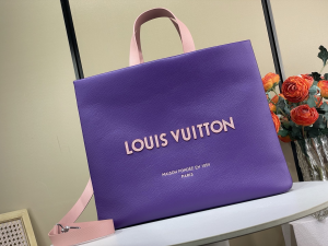 Louis Vuitton Shopper Tote MM Bag Purple Cowhide Leather Louis Vuitton Shopper Tote MM Bag Purple Cowhide Leather