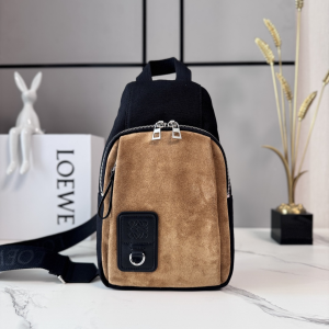 Loewe Flex Sling Shoulder Crossbody Top Handle Bag Black Dark Gold Canvas and Suede Loewe Flex Sling Shoulder Crossbody Top Handle Bag Black Dark Gold Canvas and Suede