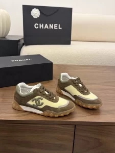 Chanel CC Logo Low Top Sneakers Shoes Yellow Brown Mixed Fibers Suede Calfskin Chanel CC Logo Low Top Sneakers Shoes Yellow Brown Mixed Fibers Suede Calfskin