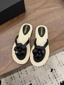 Chanel Leather Camellia Flower Terry Cloth Espadrille Slip Flops Thong Sandals Shoes Black Chanel Leather Camellia Flower Terry Cloth Espadrille Slip Flops Thong Sandals Shoes Black