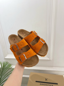 Louis Vuitton LV Venice Flat Mules Sandals Orange Monogram Suede Calf Leather Louis Vuitton LV Venice Flat Mules Sandals Orange Monogram Suede Calf Leather