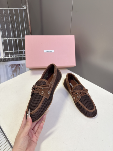Miu Miu Brown Fishnet Mesh Boat Loafers Shoes Miu Miu Brown Fishnet Mesh Boat Loafers Shoes