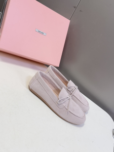 Miu Miu Classic Bow Light Purple Suede Leather Loafers Miu Miu Classic Bow Light Purple Suede Leather Loafers