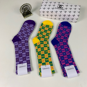 Luxury Womens Socks Chanel CC Logo Cotton Socks A144PP55 AA138939