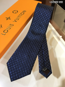 Louis Vuitton Monogram Classic Silk Tie Navy Blue 
