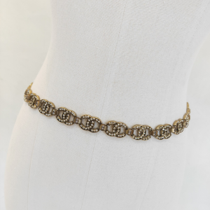 Luxury Womens Belts Chanel Multi Crystals CC Logo Link Chain Belt A152PP300 AA145501