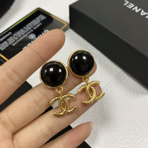 Chanel Black Pearl Gold CC Earrings 
