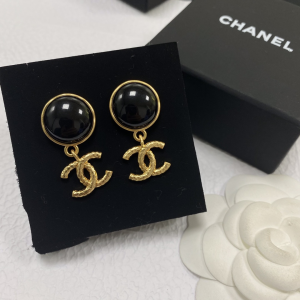 Luxury Womens Jewelry Chanel Black Pearl Gold CC Earrings A152PP120 AA145485