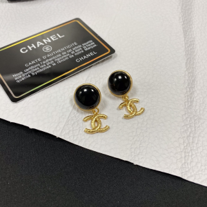 Luxury Womens Jewelry Chanel Black Pearl Gold CC Earrings A152PP120 AA145485