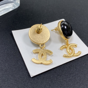 Luxury Womens Jewelry Chanel Black Pearl Gold CC Earrings A152PP120 AA145485