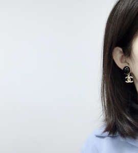 Luxury Womens Jewelry Chanel Black Pearl Gold CC Earrings A152PP120 AA145485