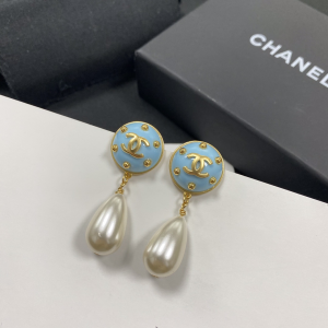 Chanel CC Pearl Drop Earrings 