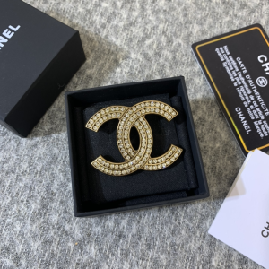Chanel Crystals CC Logo Brooch 