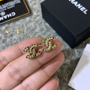 Chanel Crystals CC Logo Earrings 