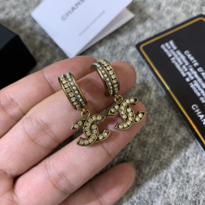 Chanel Crystals CC Logo Earrings 