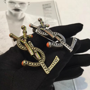 Luxury Womens Jewelry Saint Laurent YSL Logo Brooch A152PP120 AA145500