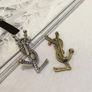 Luxury Womens Jewelry Saint Laurent YSL Logo Brooch A152PP120 AA145500