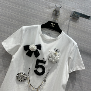 Luxury Womens Clothing Chanel Coco No5 White Cotton T Shirt SML A198PP280 AA145644