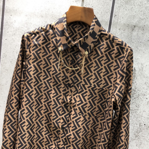 Luxury Womens Clothing Fendi FF Jacquard Silk Shirt SMLXL A198PP380 AA145646