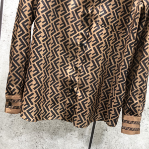 Luxury Womens Clothing Fendi FF Jacquard Silk Shirt SMLXL A198PP380 AA145646