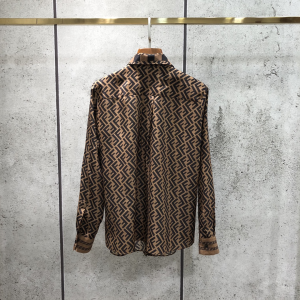 Luxury Womens Clothing Fendi FF Jacquard Silk Shirt SMLXL A198PP380 AA145646