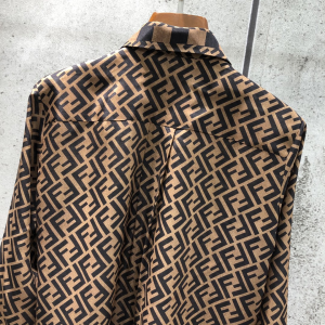 Luxury Womens Clothing Fendi FF Jacquard Silk Shirt SMLXL A198PP380 AA145646