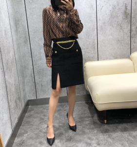 Luxury Womens Clothing Fendi FF Jacquard Silk Shirt SMLXL A198PP380 AA145646