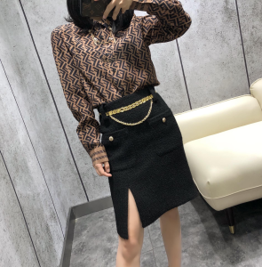 Luxury Womens Clothing Fendi FF Jacquard Silk Shirt SMLXL A198PP380 AA145646