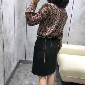 Luxury Womens Clothing Fendi FF Jacquard Silk Shirt SMLXL A198PP380 AA145646