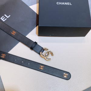 Luxury Womens Belts Chanel Crystals CC Logo Leather Belt 30MM A28PP240 AA145701