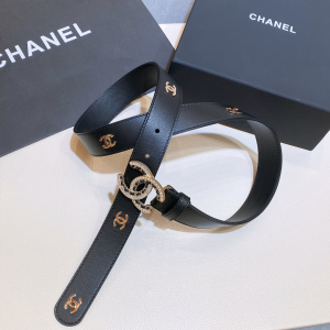Luxury Womens Belts Chanel Crystals CC Logo Leather Belt 30MM A28PP240 AA145701