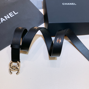 Luxury Womens Belts Chanel Crystals CC Logo Leather Belt 30MM A28PP240 AA145701