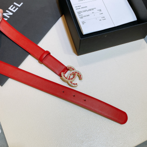 Luxury Womens Belts Chanel Crystals CC Logo Leather Belt Red 30MM A28PP240 AA145704