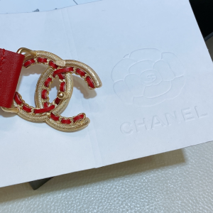 Luxury Womens Belts Chanel Crystals CC Logo Leather Belt Red 30MM A28PP240 AA145704