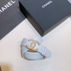 Luxury Womens Belts Chanel Crystals CC Logo Leather Belt White 30MM A28PP240 AA145706