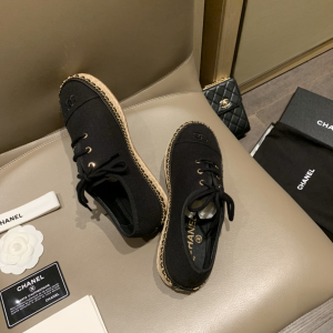 Luxury Womens Shoes Chanel Black Fabric Espadrilles Flats 35 To 39 A136PP410 AA145923