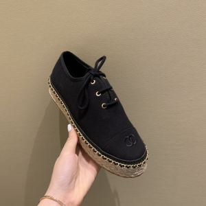 Luxury Womens Shoes Chanel Black Fabric Espadrilles Flats 35 To 39 A136PP410 AA145923