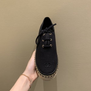 Luxury Womens Shoes Chanel Black Fabric Espadrilles Flats 35 To 39 A136PP410 AA145923