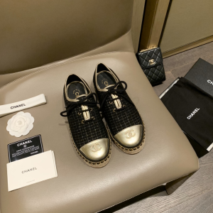 Luxury Womens Shoes Chanel Black Fabric Espadrilles Flats 35 To 39 A136PP410 AA145924